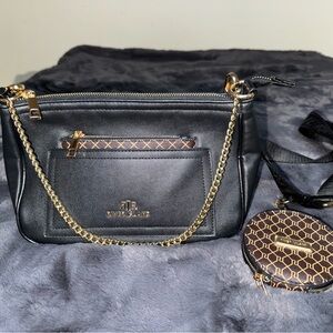 River Island Black Crossbody Bag with Gold Chain